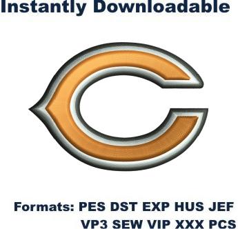 Chicago bears puff embroidery design